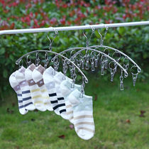 Drying socks artifact hanger multi-clip drying rack household hanging clothes and socks rack with clip hook stainless steel multi-function