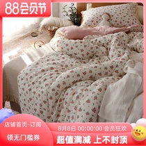 Aika loves Korean soft lace crushed flowers of small roses Modale cotton quilt quilt suit