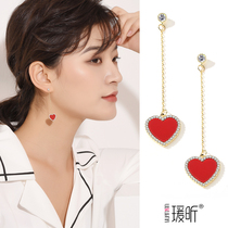 Earrings for round face earrings without ear clip female simple new year earrings heart stud new red festive