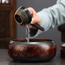 Pure copper tea wash with lid trumpet hand building washing tea bowl tea set accessories water pens wash tea cup Basin Tea Cup Wash