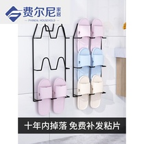 Bathroom slipper rack Bathroom shoe rack Wall-mounted nail-free toilet door simple shoe rack household punch-free door