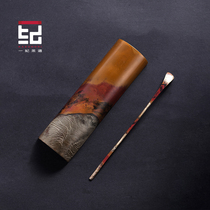 Yi Ji handmade gilt silver tea Zen copper tea spoon Teaspoon Tea shovel Retro tea lotus tea dial Kung Fu tea set Six gentlemen