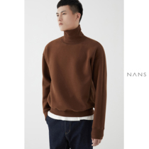 (NANS) split design ribbed high collar profile fleece SWEATER TURTLENECK SWEATER