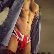 Sea anchor Jun narrow edge bikini sexy swimming trunks mens triangle fashion low waist beauty black Japanese navy beach