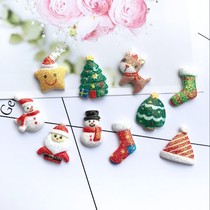 Resin Christmas Socks Snowman Santa Accessories Hair Clip Leather Fascia Accessories Mobile Phone Shell Diy