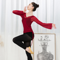 Classical dance practice clothes horn sleeves Chinese national dance body rhyme yarn clothes dance clothing womens long-sleeved mesh tops