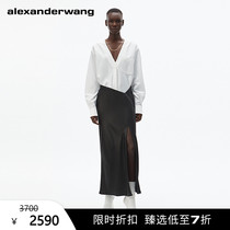 (Limited Time Discount)Alexander King Medium-length wash go glossy skirt black