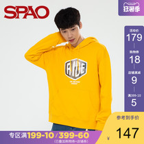 SPAO mens Korean version hooded pullover sweater spring new fashion trend printing SPMH949H11
