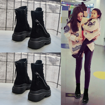 Thick-soled Martin boots womens 2021 new winter Korean version of the wild tide womens shoes autumn and winter models plus velvet warm snow boots
