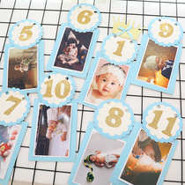 Birthday decoration scene layout Baby 1 year old party children take pictures Background wall photos pull flag banner 12 months