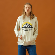 square houlest 2021 original simple joker print couples hooded pullover sweater women