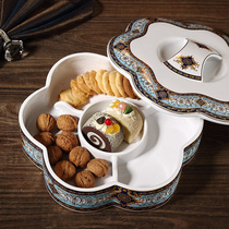European luxury ceramic candy box snack plate modern living room creative home large dried fruit box split with lid
