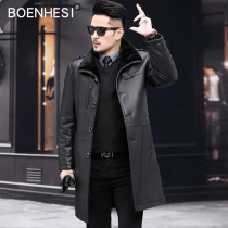 Haining leather leather clothing Fur mens nick clothing mink hair liner medium and long mink jacket vertical lapel business