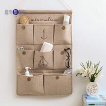 Creative hemp hanging bag hanging layer hanging handling door debris storage cotton bag wall hanging bag