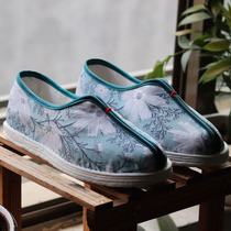 Original new pure hand-made silk cloth shoes women high-end elegant chrysanthemum traditional old Beijing health breathable cloth shoes