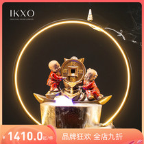 Golden Boy and Jade Girl Chinese Lucky Fountain Flowing Water Ornament Living Room Humidification Transfer Ball Housewarming Opening Gifts