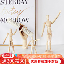 Nordic creative wooden figure joint hand model sketch model clothing shop living room TV cabinet decoration ornaments
