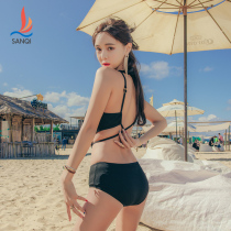 Sanqi swimsuit womens 2021 new sexy backless one-piece triangle thin Korean ins hot spring vacation swimsuit