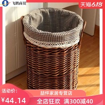 Woven bucket big blue rattan basket hotel dirty clothes put small frame storage basket dormitory bathroom toilet hanger
