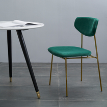 Nordic Iron Art Light Extravaganza Red Dining Chair Velvet Soft Bag Metal Chair Casual Loft Small Family Dining Room Adult Chair