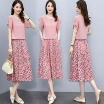 Cotton sacked woman 2022 summer dress new little man minced flower half-skirt leisure fashion two sets of dress