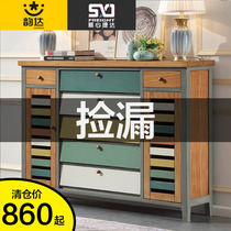 Shoe cabinet Mediterranean retro shoe cabinet American entrance cabinet Pastoral dump large capacity foyer cabinet retro painted