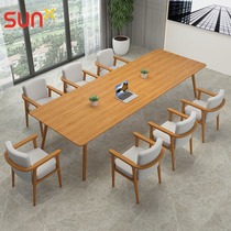 Large solid wood conference table long table workbench business negotiation table and chair combination simple modern long desk