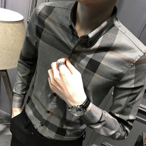 Fugui bird spring new plaid shirt men Korean trend long sleeve slim business casual shirt high-end mens clothing
