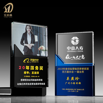 Wooden crystal trophy custom creative enterprise outstanding employee award souvenir lettering Honor medal custom