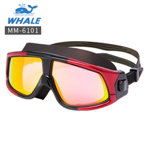 Whale integrated large frame swimming goggles coated waterproof anti-fog frame swimming goggles for men and women adult swimming glasses
