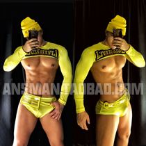 New yellow flame themed party acting out of a nightclub bar ds men and women gogo sexy party dj acting suit