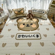 BerHome Romance Cartoon Ice Silk Latex Cool Mat Three Sets 1 8m Washable Folding Summer Air Conditioning Soft Mat 1 5