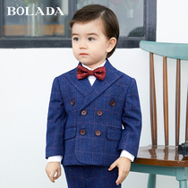 Boys suit dress suit Childrens suit British style childrens host catwalk performance piano performance suit Autumn