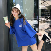 Summer new half-sleeve mid-length top female student Korean version loose wild Harajuku style bf short-sleeved T-shirt womens tide