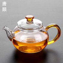 Tang Shun Heat-resistant thickened glass small teapot with spring filter small household Kung Fu Tea transparent tea pot single