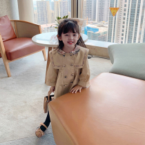 Girls windbreaker jacket Spring and Autumn New British style Baby College Style children long sleeve shirt Korean version of medium length