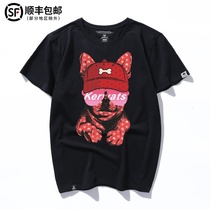 Tide brand cartoon puppy couple short sleeve T-shirt summer ins harbor wind trend loose size T-shirt men half sleeve clothes