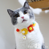 Cute cat color garland collar necklace Neck ring Wool hand-woven pet supplies Cat fake collar Christmas