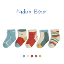 Nido bear baby socks spring and autumn thin pure cotton baby childrens socks pure cotton spring mens and womens boneless mid-tube socks