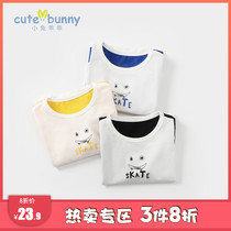 cutebunny baby T-shirt 2021 autumn new boys long-sleeved bottoming shirt infant western style spring and autumn top