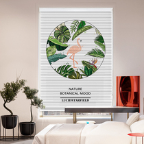 Hengji New Green Plant Printing Organic Curtain Nestle Curture Living Room Toilet Pull Bearl Lifting Roll Shutter Curtain