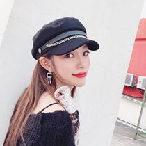 Japanese Rosex Tangk beret British star octagonal flat top hat children Korean version of autumn and winter woolen navy hat girl