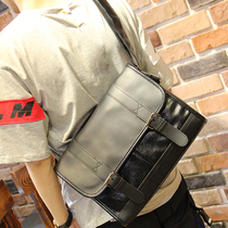 Leather shoulder bag tooling cowhide leather small satchel casual fashion Mens shoulder bag Street trend hip hop messenger bag