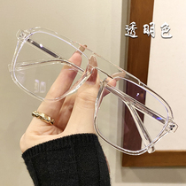 Large frame transparent anti-blue light anti-radiation myopia glasses women can be equipped with a degree of flat light Korean version of the tide of mens eye protection frame