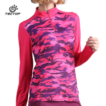 TECTOP exploratory outdoor sports long sleeve speed dry t-shirt female camouflan speed dry jersey woman big code running suction and compassionate