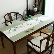 New Chinese table mat leather tablecloth waterproof and oil-proof non-washing table mat advanced sense retro light luxury tea table mat