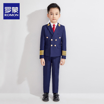 romon boy's suit children's suit flower dress middle aged boy english piano host costume