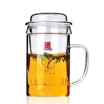 A house kiln heat-resistant and cold-resistant glass tea set Creative flower tea cup Office cup Lin Quan three-piece cover cup liner bubble