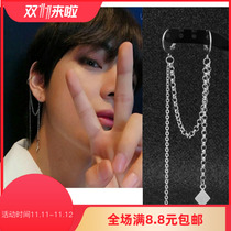 Stainless steel ear chain without ear hole ear clip double ear hole earrings simple tassel personality temperament long earrings