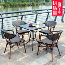 Outdoor Patio Balcony Table And Chairs Combo Outdoor Casual Milk Tea Shop Cafe Commercial Outside Pendulum Table And Chairs Three-Five Pieces Sleeve